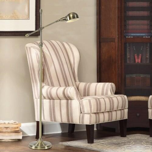 American retro simple floor lamp living room bedroom lamp antique copper floor lamp creative decoration study floor lamp