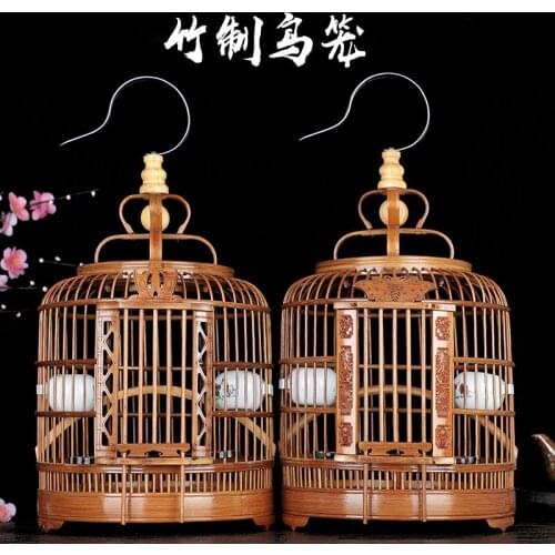 Bamboo manufacturing process The trumpet mini bird cage bird cage bird cage accessories Round bird houses Pet accessories