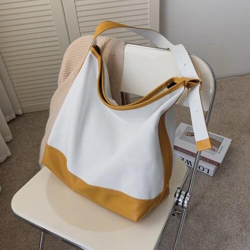 Large Capacity Women Canvas Shoulder Bag Leather Stitching Messenger Bag Female Shopping Bags Casual Big Handbag Bolsos 2020 New
