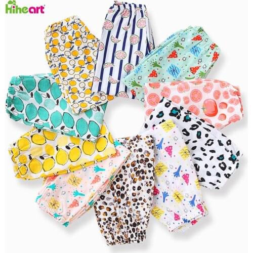 Hiheart Kids Summer for Boys Girls Thin Anti Mosquito Pants Cotton Linen Elastic Waist Lantern Long Pants