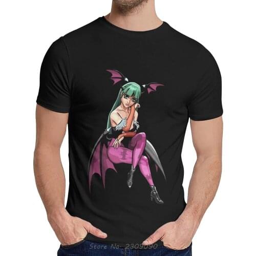 New Darkstalkers T-shirt Morrigan Aensland Tshirt Men Short Sleeve Cotton T Shirt Hip Hop Amazing Classic O-neck Tees Harajuku