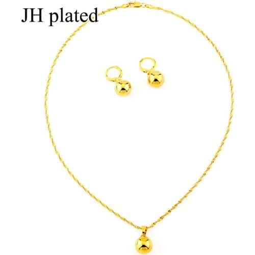 JHplated Fashion African Round bead Jewelry set Dubai Nigerian Womens Necklace Earrings Bride Jewelry Sets for women/girls