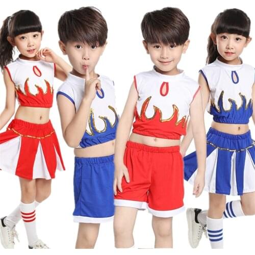 110-160CM Boys Girls Cheerleader Costumes School Uniform Gymnastics Sports Meeting Competition Dance Team Performance Clothing