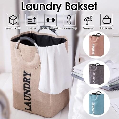 Laundry Basket Polyester Dirty Clothes Storage Basket Bag Collapsible Laundry Hamper With Handle Portable Supplies 32 x 25 x 50