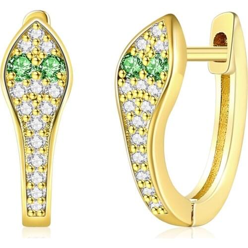 Fashion Snake Shape Jewelry Personality Earrings Green Zircon Gold Earrings earrings for women