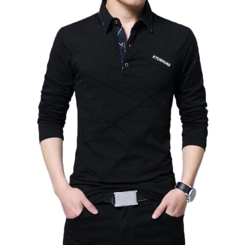 Men Tee Shirt Brand New Spring Autumn Mens Casual Fashion Cotton Solid Color Turn Down Long Sleeve Shirts Clothing