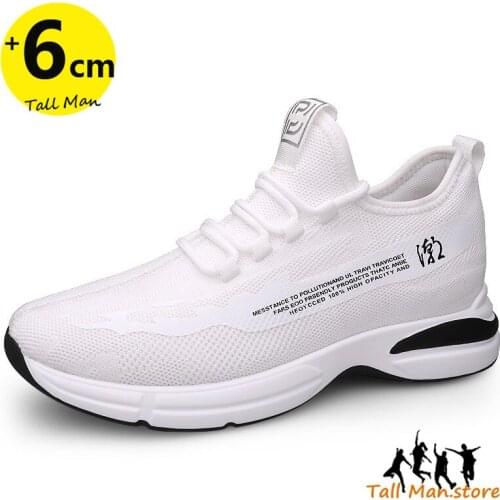 Men Sneakers Elevator Shoes Height Increasing Elevator Shoes Sports Shoes Insole 6cm Tall Man White Sneakers