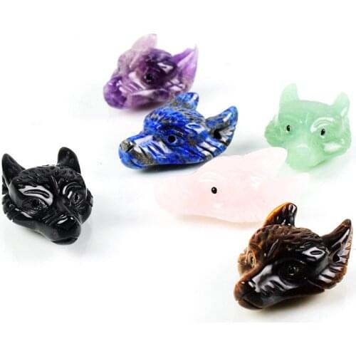Natural quartz crystal carved crystal wolf head suitable for decoration crystal