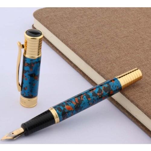 Luxury calligraphy blue Ice flower golden Medium Nib Fountain Pen Stationery Student Office school supplies