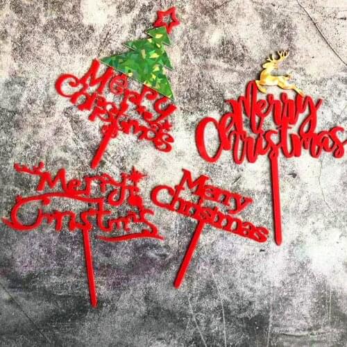 Merry Christmas Cake Topper Happy Birthday Wedding Cupcake Acrylic Cake Decorating Tools Baby Children Party Decor Supplies G