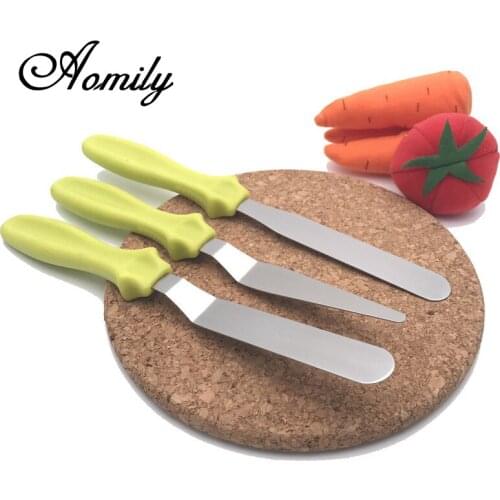 Aomily Durable 3pcs/set Blade Angled Cream Spatula Cake Icing Spatula Smooth Filling Tool Cutter Set DIY Baking Pastry Tool