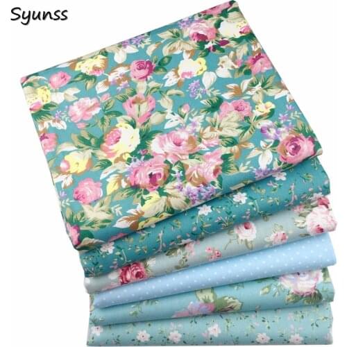 Blue Florals 100% Cotton Fabrics Quliting Fat Quarters Patchwork Scrapbook Material Doll Baby Dresses Diy Sewing Cloth Tissus