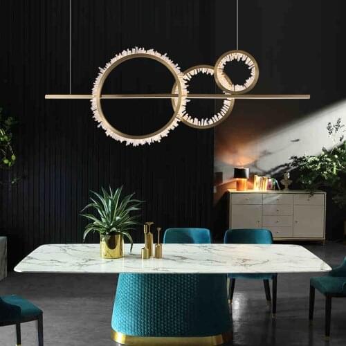 Modern restaurant LED crystal chandelier Nordic lamps geometric creative ring interlocking chandelier Hanging Lamps PA0752