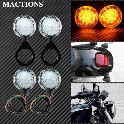 4xMotorcycle LED 12V Turn Signal Indicator Light Metal Lamp With 39mm/41mm Fork Tubes For Harley Bobber Sportster 1200 883 Dyna