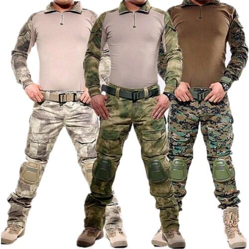 Tactical military uniform jacket army of the military combat uniform tactical pants with knee pads camouflage hunter clothes