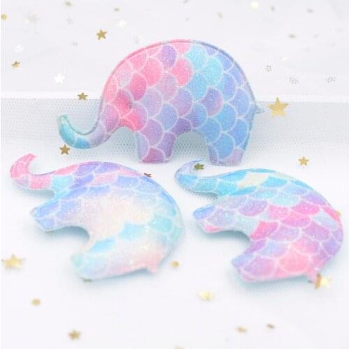 Upscale Padded Patches Shiny Powders Mermaid Scale Iridescence Elephant Applique for DIY Clothes Crafts Hairpin Accessories S19