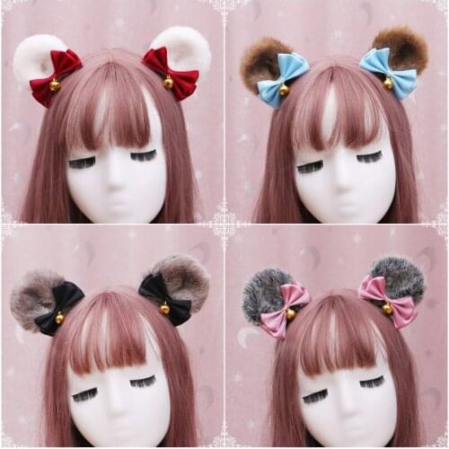 Japanese Lolita Headband Cute Cat Ears Anime Cosplay Costume Kawaii Halloween Accessories Lolita Hairband Fur Headbands Clip New