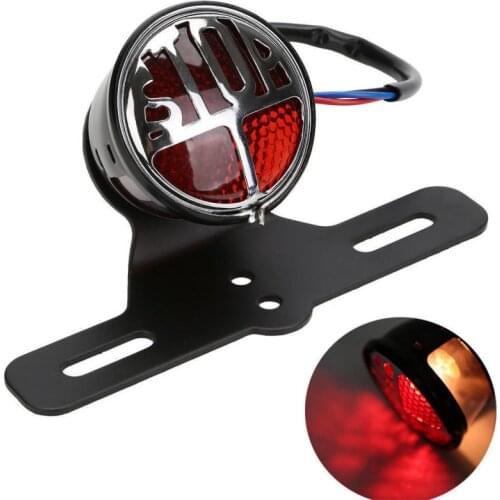 12V LED Motorcycle Bike Rear Tail Brake Light Lamp License Plate Accessories Decorative Lamp Bracket For Harley Chopper Bobber
