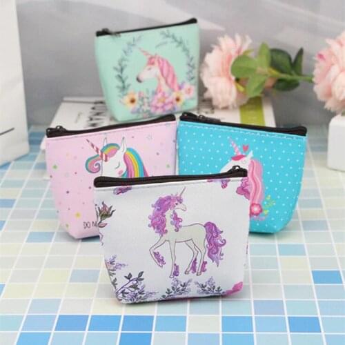 M234 Women Purses Cute Cartoon Unicorn Pattern Zipper Coin Purse Card Bag Wholesale