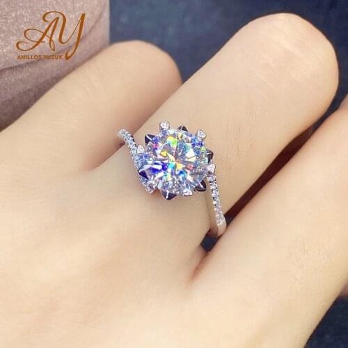 Anillos Yuzuk 2CT Big Cubic Zirconia Ring Fashion Wedding 925 Silver Jewelry Female Engagement Ring Female Crystal Silver Ring