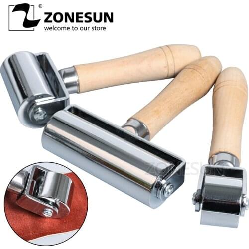 ZONESUN Press Edge Roller Leather Glue Laminating Leather Craft Tools Leather Edge Creaser Smoother For DIY Handmade