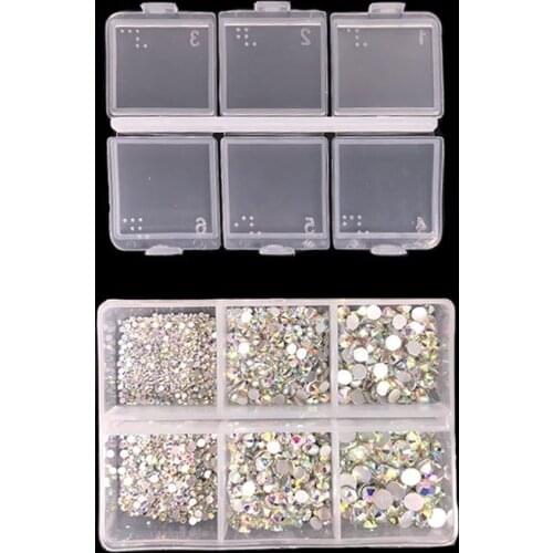 1 Box /1688Pcs AB Rhinestone For Nail Art Craft Clear Flat Bottom Multi-size Glass Gems DIY Manicure Nails Art 3D Decorations Ac