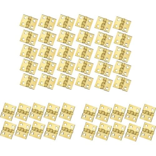 100 PCS Mini Brass Hinges Hardware 180 Degree Rotation for Dollhouse Miniature Furniture Cabinet Closet(DIY)