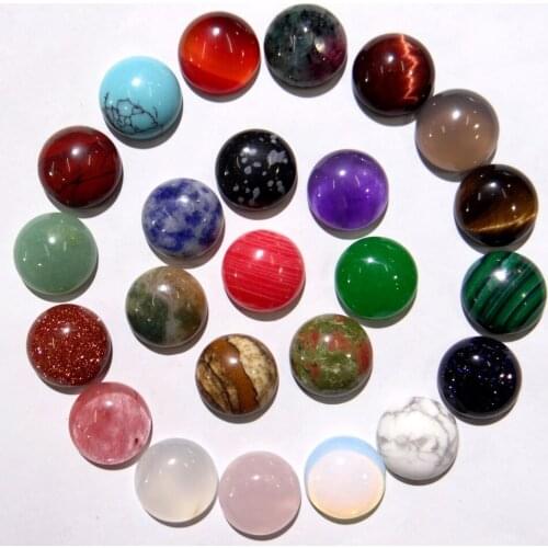 12mm Natural stone Turquoise Quartz crystal tiger eye Round Cabochon Pendant for diy Jewelry making necklace Accessories 50pcs