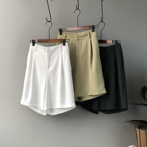 2020 Summer High Waist White Wide Leg Women Casual Mini Shorts Pantalones Feminino