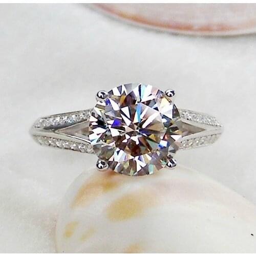 3 Carat Pure 18K Gold Four Prongs Two Arms Palmary Design Certified Moissanite Women Engagement Ring Design Style High Quality