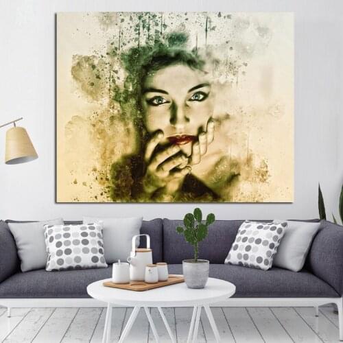 HD Print Abstract Beauty Watercolor Girl Face Pop Art Canvas Painting Wall Picture for Living Room Poster Cuadros Decoracion