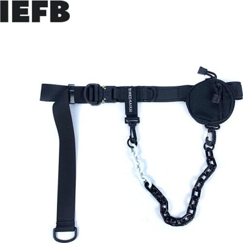 IEFB mens Clothing accessories 2021 Fashion New Function Tactical Belt with Pants Chain Mini Pocket Bag Hip Hop 9Y1128