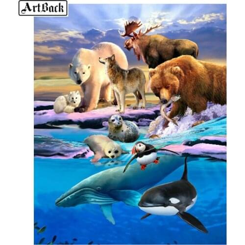 Diamond painting animal bear dolphins Wolf full square drill crystal mosaic embroidery home decoration crafts for decorative