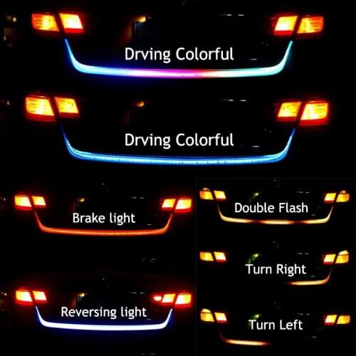 Car Rear Trunk Tail Light Dynamic Streamer Reverse Warning LED Strip Auto Additional Break Trun Signal Lamp Decorative Lamp