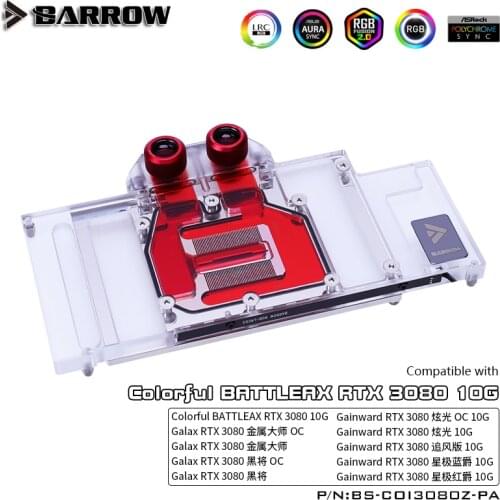 Barrow GPU Water Cooling Block For Colorful RTX 3080 10G,Galaxy RTX 3080 OC,Gainward RTX 3080 Founders Edition,BS-COI3080Z-PA