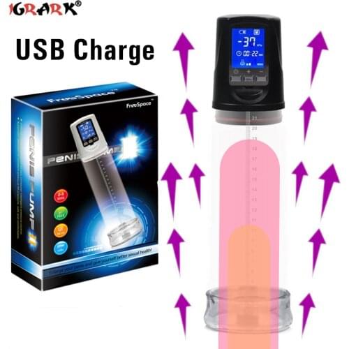 Electric Penis Extender Vacuum Pump USB Charge Penile Enlargement Cock Trainer Male Masturbator Sex Toys For Men Couples Adults