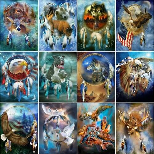 Evershine 5D DIY Diamond Painting Animals Eagle Cross Stitch New Arrival Diamond Embroidery Dreamcatcher Wolf Mosaic Wall Decor