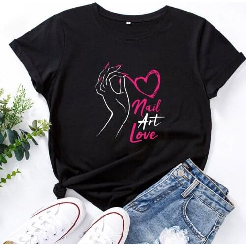 New Nail Polish Nail Art Love Print T Shirt Women Fashion Women Tshirt Top Cute Female Graphic T-shirt Woman Harajuku Tops