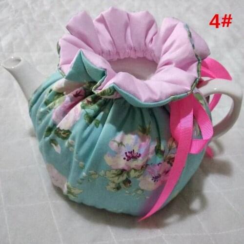 Autumn Winter Blue Pink Printed Home Teapot Keep Warm Insulation Cover Cotton Quilted Teapot Dust-proof Cover