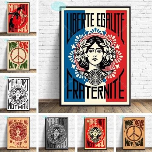 New Make Art Not War Pop Art Vintage Poster Prints Oil Painting On Canvas Wall Art Murals Pictures For Living Room Decoration