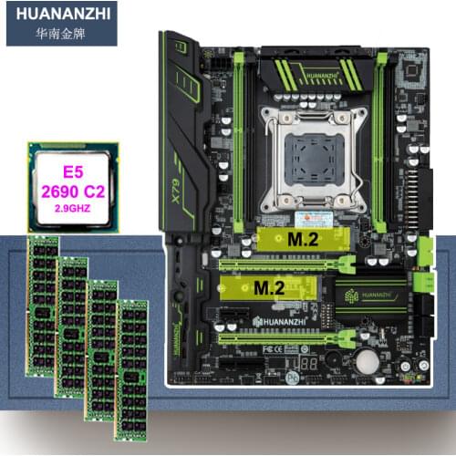 HUANANZHI X79 Motherboard with Dual M.2 SSD Slot Discount Brand New Mainboard and Xeon CPU E5 2690 2.9GHz RAM 16G(4*4G) REG ECC