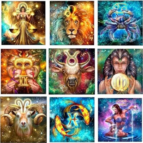 Zodiac Animals Diamond Embroidery Home Decor Diamand Painting Complet Daimond Mosaic Hobby Stones Picture Wall Paper Craftwork