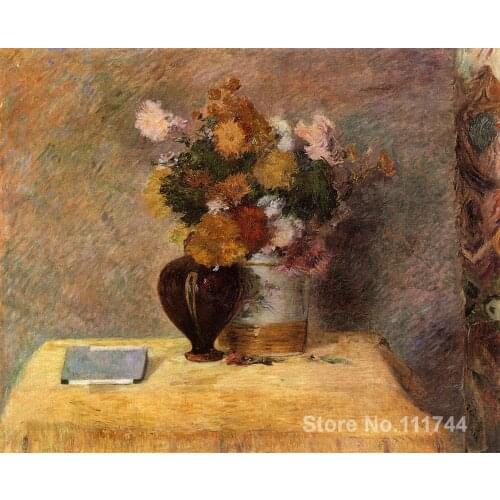 Paintings by Paul Gauguin Flowers and Japanese Book Hand painted oil painting canvas High quality