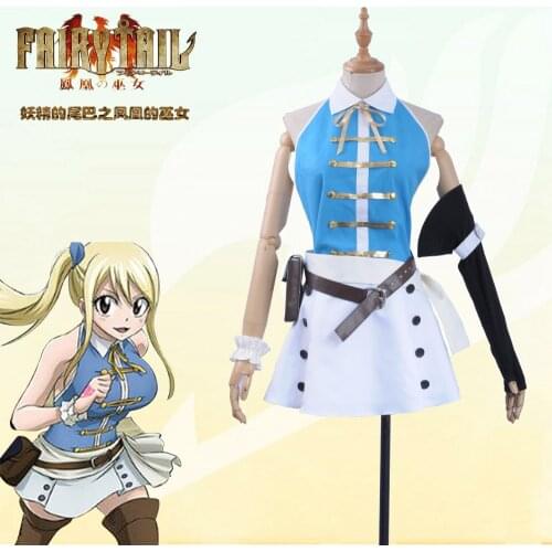 Anime Fairy Tail Season 4 Lucy Heartfilia Dress Cosplay Costume Women Adult JK Uniform Sexy Low Back Girls Skirt Halloween