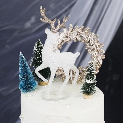 Beautiful Deer Cupcake Topper Unique Design Exquisite Cute Plastic Christmas Cake Decoration Deer Cupcake Topper for Party