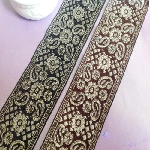 HOT Ham Sausage Flower 50MMX10yard Handmade embroidery lace woven Jacquard Ribbon TrimsFor Clothing Straps Belt guitar Accessor