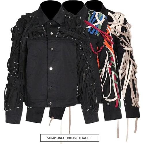 Tide Brand 2021 Spring Autumn New Fashion Women Jacket Black Three-dimensional Bandage Single-breasted Design Contrast Jacket