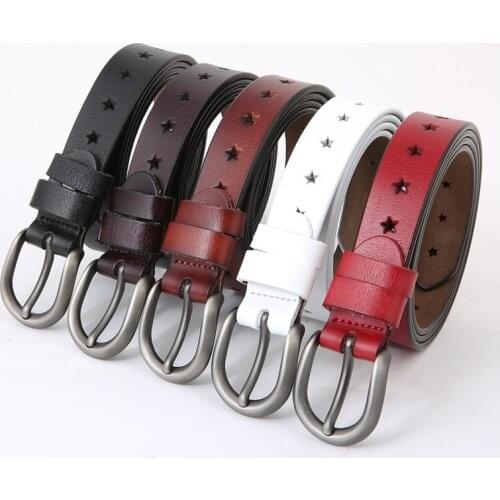 Hot Fashion Women Belt Designer Luxury Genuine Leather Belt for Jeans Dress Thin Female Strap Cowskin Hollow Popular Lady Belt