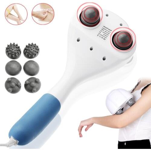 Electric Handheld Massager Four Head Machine Full Body Neck Vertebra Back Muscle Relax Vibrating Deep Tissue Massage Health Care