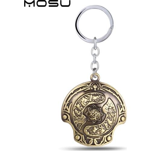 MOSU 12/pcs/lot Hot Game Dota 2 Keychain Alloy Immortal Champion Shield Metal Key Rings For Women&Men Chaveiro can Drop-shipping